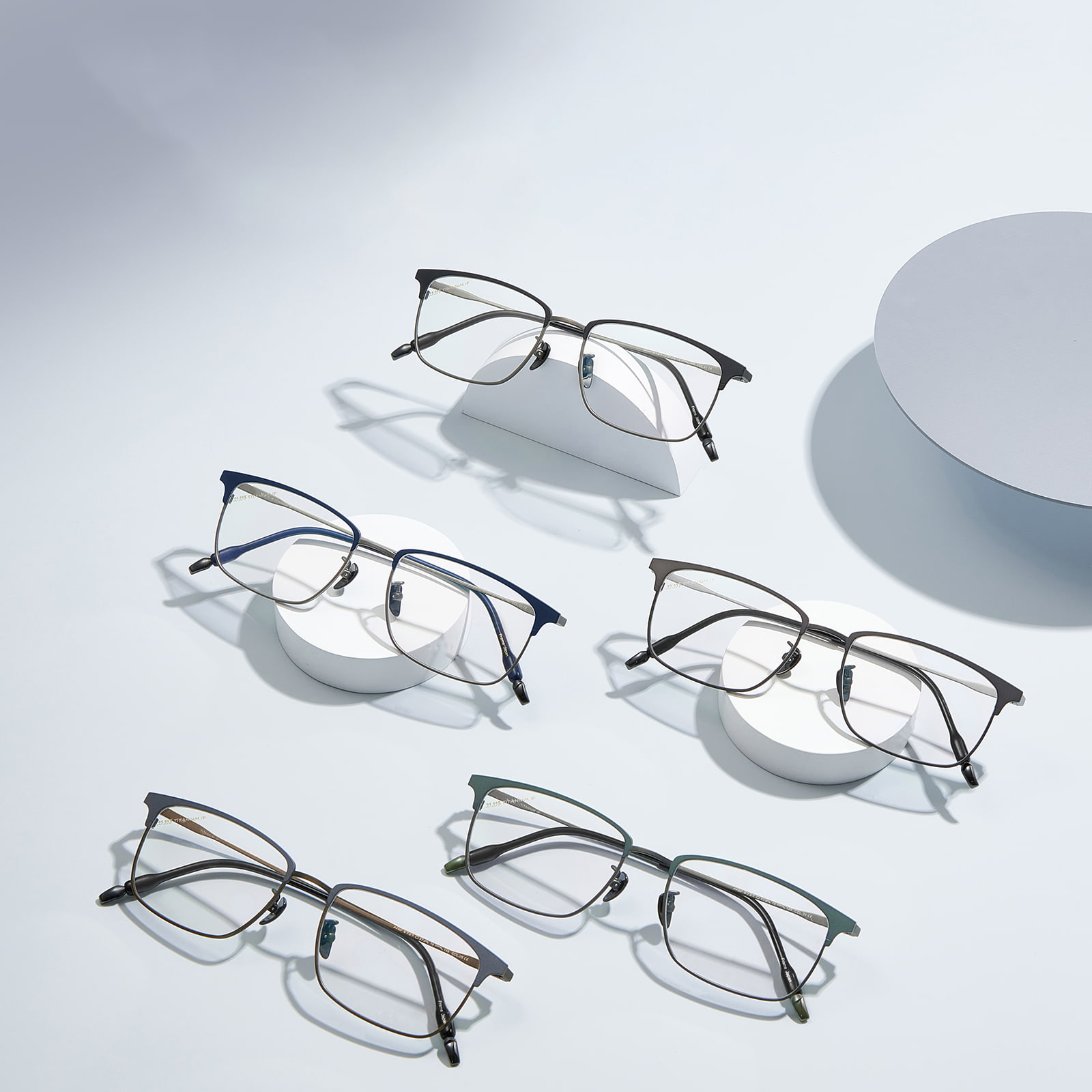 9727 Bingkai Berbentuk Kening Ultra Nipis Dua Nada Cermin Mata Titanium Tulen