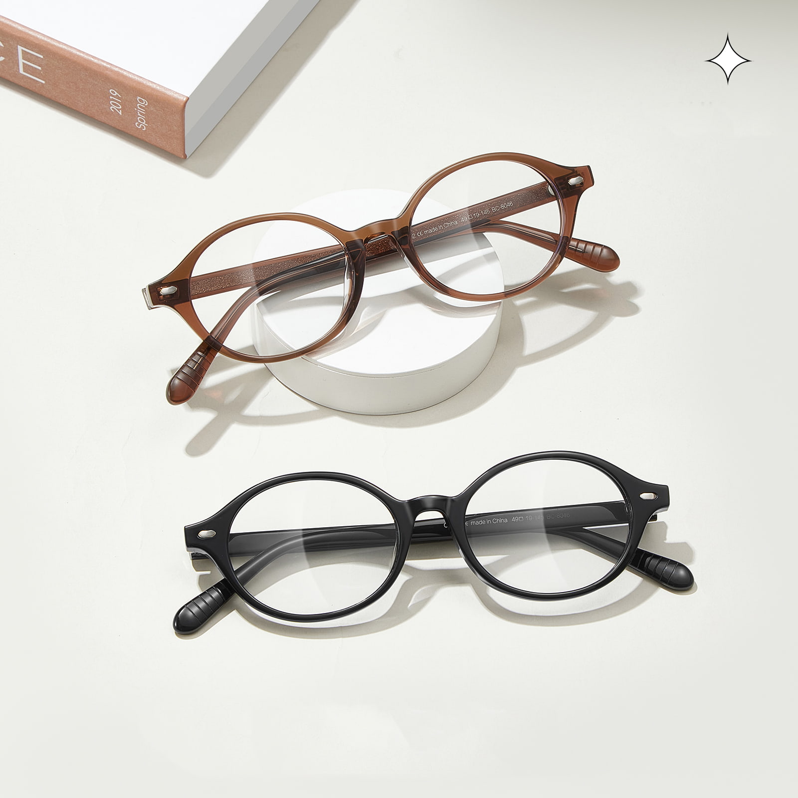 BC8046 Cermin Mata Hypoallergenic Acetate Ringkas Bujur