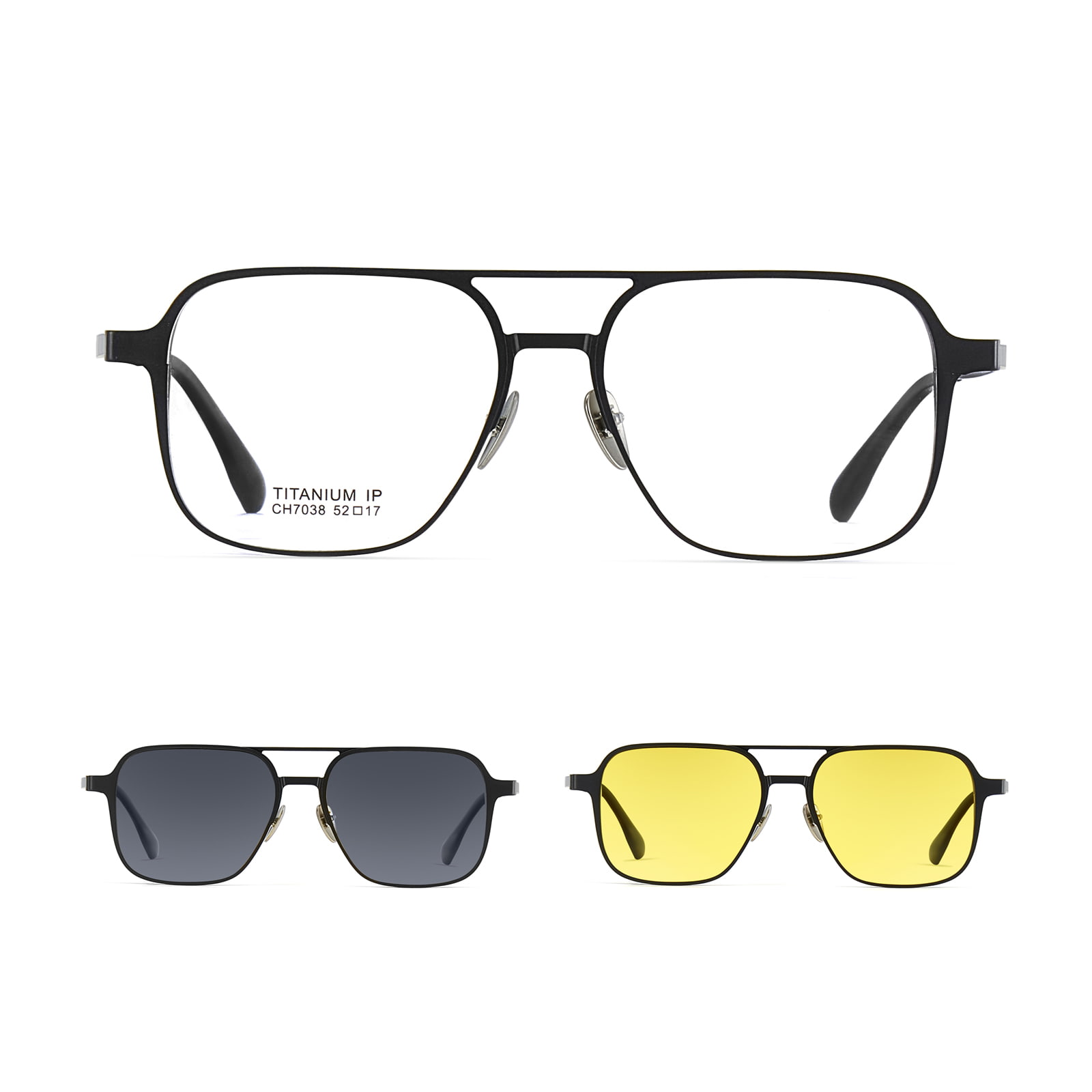 CH7038 Aluminium-Magnesium Double Beam Tiga Dalam Satu Magnetic Myopia Polarized Sunglasses